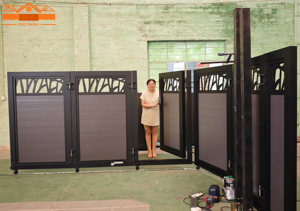 Puerta de ángulo de 90 grados, puerta de entrada de seguridad deslizante inteligente para jardín, puerta giratoria de aluminio - Product Image 3