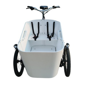 Vélo cargo familial électrique à 3 roues OEM néerlandais avec sièges avant pour enfants et bébés, au design moderne, avec housse de pluie, Bakfiet E Rickshaw - Product Image 1