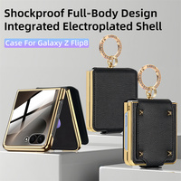 Étuis de téléphone en cuir fins antichoc avec anneau métallique et protection de la charnière pour Samsung Galaxy Z Flip 8 Flip8 7 avec boîte