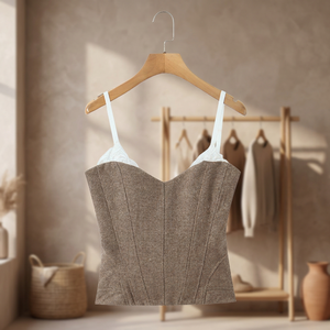 TAOP&ZA Primavera 2026 Nuevo Top/Chaleco Sexy sin Espalda con Cuello en V, Ajustado, Transpirable, con Parches de Encaje Retro y Cintura Ajustada para Mujer - Product Image 3