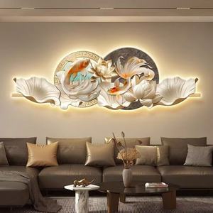 Venta Directa de Fábrica: Cuadro LED con Diseño de Peces Koi y Flores, Impresión UV, Corte de Bordes, Pintura de Animales para Sala de Estar - Product Image 3