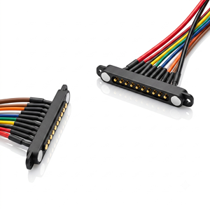 Connecteur magnétique Pogo Pin 10 broches plaqué or haute intensité, pré-câblé pour station de charge de <span class=keywords><strong>robot</strong></span> AGV - Product Image 1