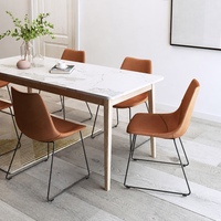 Chaise de salle à manger créative et confortable, style minimaliste moderne, luxe léger, style nordique, en cuir PU, pieds durables en acier inoxydable
