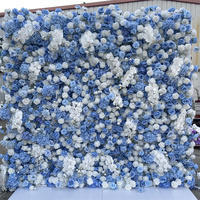 Fleurs artificielles en soie de haute qualité IFG, bleu bébé et blanc, mur moderne, écologiques, faites à la main, toile de fond de mariage