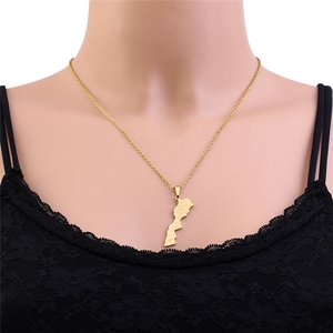 Collares con Colgante <span class=keywords><strong>de</strong></span> <span class=keywords><strong>Mapa</strong></span> Nacional <span class=keywords><strong>de</strong></span> Marruecos Esmaltado, Impermeables, <span class=keywords><strong>de</strong></span> Acero Inoxidable que No se Deslustra, Venta al por Mayor para Hombres y Mujeres - Product Image 3