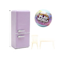 46 pièces de mini-mondes de jeu, boîte mystère, mini-réfrigérateur jouet avec lumières, mini-accessoires alimentaires pour ensemble de cuisine pour enfants