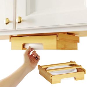 Organizador de Platos de Papel de Bambú para Debajo del Gabinete, Dispensador de Platos de Papel, Estante para Cajones, Organizador de Cajones para la <span class=keywords><strong>Cocina</strong></span> - Product Image 1