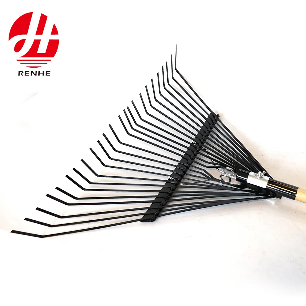 High Quality agricultural hot sale green steel 24teeth leaf Rake with long wood handle