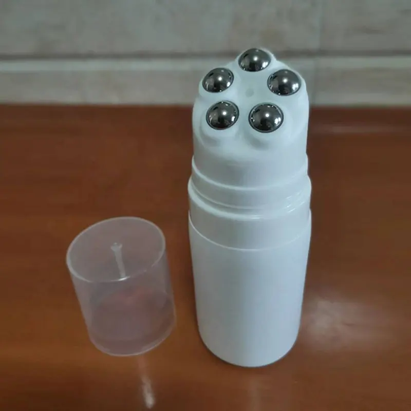 100ml חמש נירוסטה רול-על חרוז עיסוי פלסטיק אריזת בקבוק עבור עיסוי שמן קרם אריזה