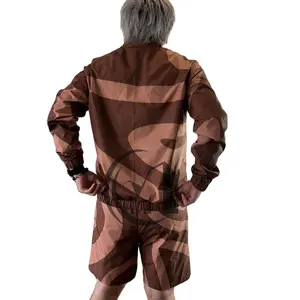 Personalizzato di alta qualità Streetwear tuta giacca a vento Set Unisex Zip Up Nylon due pezzi giacca a vento Set corto per donna uomo 2023