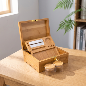 Solid Wood Multifunction Stash Storage Box Smoking Accessories <b>Kit</b> Organizer Smell Proof Lock <b>Rolling</b> Tray Wall-Mounted Business - Product Image 3
