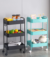 Chariot utilitaire mobile à 3 niveaux, organisateur de rangement en métal avec roulettes, chariot de cuisine à trois niveaux, utilisation dans le salon, la salle de bain