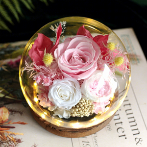 ดอกกุหลาบคริสตัลคงทนในโดมแก้วพร้อมไฟ LED ของขวัญวันแม่ วันรับปริญญา ดอกไม้ประดิษฐ์ที่คงทนยาวนาน - Product Image 5