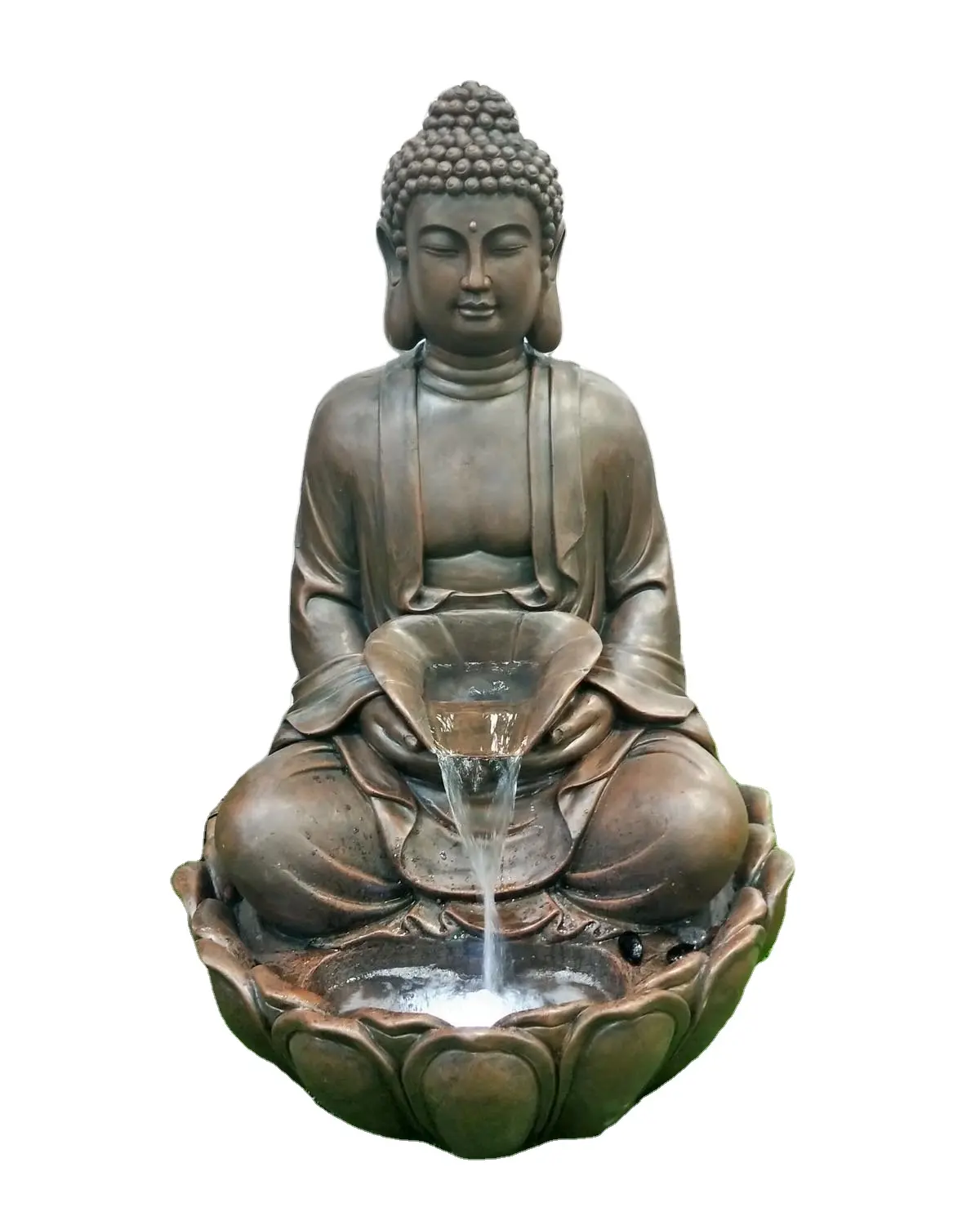 Hars Zitten Meditatie Boeddhabeeld Met Fontein Met Zowel Hand Houden Pot Big Size Zen Boeddha Fontein Voor Outdoor