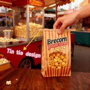 Sacs en papier kraft brun de qualité alimentaire imprimés sur mesure avec des matériaux recyclés pour l'emballage de pop-corn et de pain à sandwich - Product Image 3