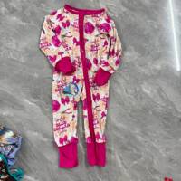 Combinaison bébé unisexe en bambou à imprimé floral à carreaux personnalisable, fermeture éclair bidirectionnelle, pyjama convertible pour enfants, idéal pour le printemps