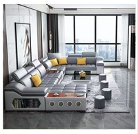 Prix de gros 7 8 9 places en forme de U Design moderne canapé de loisirs sectionnel amovible avec chargement sans fil