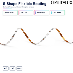 Tira de LED RGBIC Zigzag de 6mm para PCB Estrecho, WS2812B DC12V SMD5050, 60 LEDs/m, Cinta Flexible para Letras de Canal y Rótulos Comerciales - Product Image 1