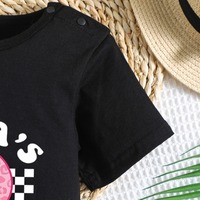 Romper Bayi Unisex Ramah Lingkungan, Bahan Katun, Warna Polos, Pola Dapat Disesuaikan, Bernapas, Lengan Pendek, Kancing Tekan