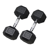 Fabricant d'équipement d'origine Haltérophilie Gym Fitness Ensemble d'haltères hexagonaux en caoutchouc noir Poids d'haltères hexagonaux