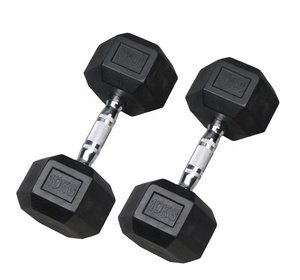 Fabricant d'équipement d'origine Haltérophilie Gym Fitness Ensemble d'haltères hexagonaux en caoutchouc noir Poids d'haltères hexagonaux - Product Image 2