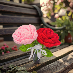 Hand Knitted Roses Bouquet Gift Bulk Valentine's Day Custom Crochet Rose Artificial Flower - Product Image 4