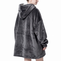 Couverture portable en polaire Sherpa à prix d'usine avec grande poche à capuche et manches pour adultes – Couverture-hoodie surdimensionnée