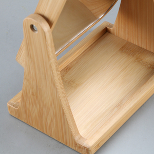 맞춤형 양면 스탠딩 회전식 거울 테이블 탑 대나무 나무 화장품 거울 - Product Image 6