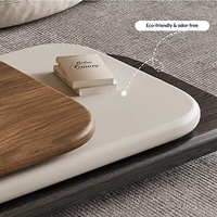 Table basse rotative minimaliste italienne en galets de pierre carrés, moderne et simple, pour petit appartement, salon, avec rangement, sans assemblage