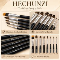 Precio de Fábrica, Pinceles de Pintura Profesionales de 8 Piezas con Mango de Madera y Logotipo Personalizado para Marca Privada, Suministros de Arte al por Mayor