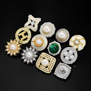 KUNSHUO fábrica de botones de diamantes de imitación para mujer, ropa para mujer, abrigo, vástago de Metal, botones de perlas de 18 mm personalizados para ropa de mujer - Product Image 5