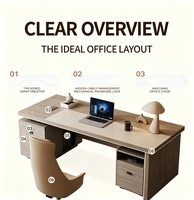 Bureau de direction avec plateau renforcé, bureau de patron avec rangement à verrouillage par mot de passe et compartiment CPU dissimulé pour le bureau