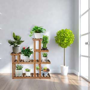 Pianta in legno di pino a 4 livelli 10 vasi di <span class=keywords><strong>fiori</strong></span> a più strati portabagagli <span class=keywords><strong>per</strong></span> fioriera verticale <span class=keywords><strong>per</strong></span> Patio interno/esterno - Product Image 6