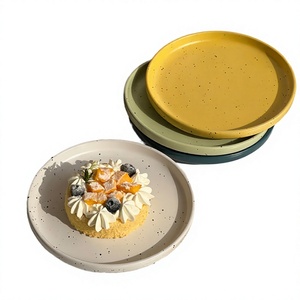 Assiette en porcelaine de qualité alimentaire, style nordique, motif éclaboussures d'encre, personnalisable avec logo, assiette à steak rétro en céramique, assiette à dessert et à gâteau - Product Image 4