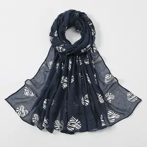 Wholesale Muslim Instant Scarf Women Assorted Printed Hijab Cotton Winter Rectangle Silver Stamping Heart Scarf