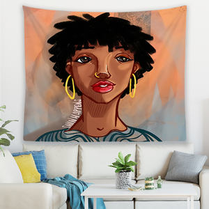 <span class=keywords><strong>Jolie</strong></span> fille africaine Femme noire Tapisserie murale imprimée avec logo personnalisé pour la décoration intérieure - Product Image 2