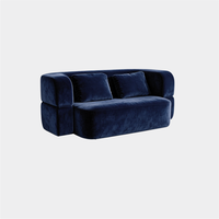 Canapé convertible minimaliste 2 places à assise profonde, fonction couchage intégrée, compressé