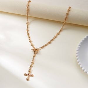 Collar <span class=keywords><strong>de</strong></span> <span class=keywords><strong>Cadena</strong></span> Ajustable con Colgante <span class=keywords><strong>de</strong></span> Cruz y Decoración Floral, Joyería Cristiana para Oración, para <span class=keywords><strong>Hombre</strong></span> y Mujer - Product Image 2
