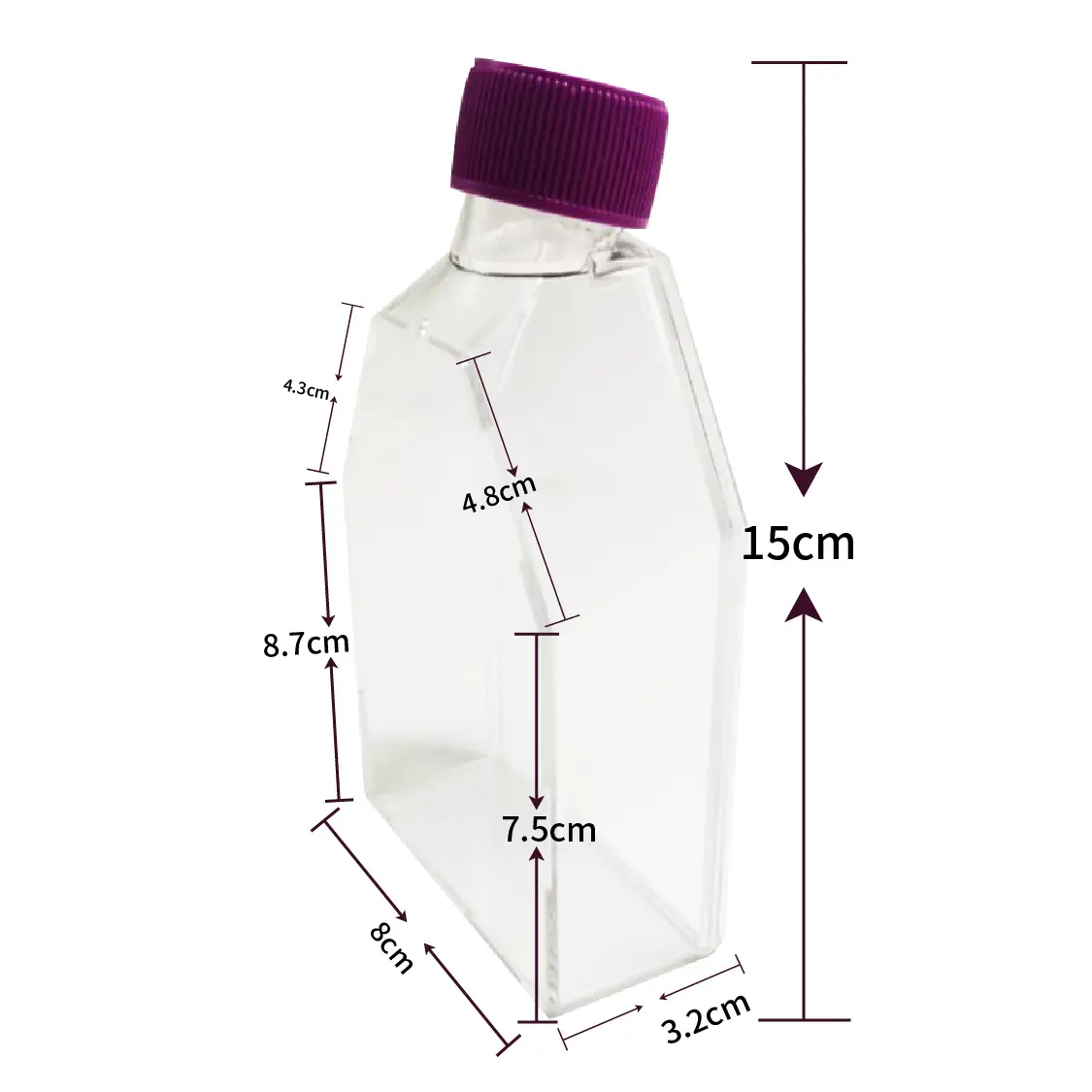 Laboratuvar malzemeleri sarf plastik flask hücre doku kültür şişeleri duvara sopa kolay 75cm2 hücre kültürü şişesi