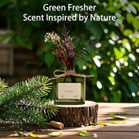 Diffuseur de parfum naturel OEM 180 ml avec fleurs séchées, décoration en verre vert, parfum longue durée, décoration d'intérieur, vente en gros