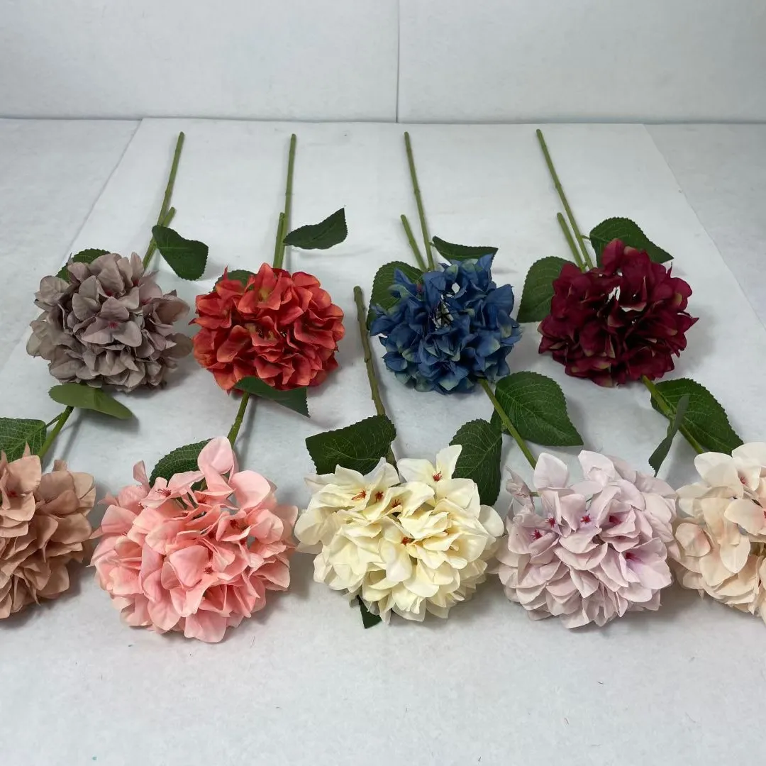 גיגה משי הידראנגאה ראשי הידראנגאה פרחים זול יותר בקעצור פרחים מלאכותי חתונה