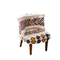Großhandel Boho Akzentstuhl mit Hocker, Kantha Patchwork Sessel, Einzelsofa-Set, Wohnzimmermöbel mit Holzbeinen, OEM