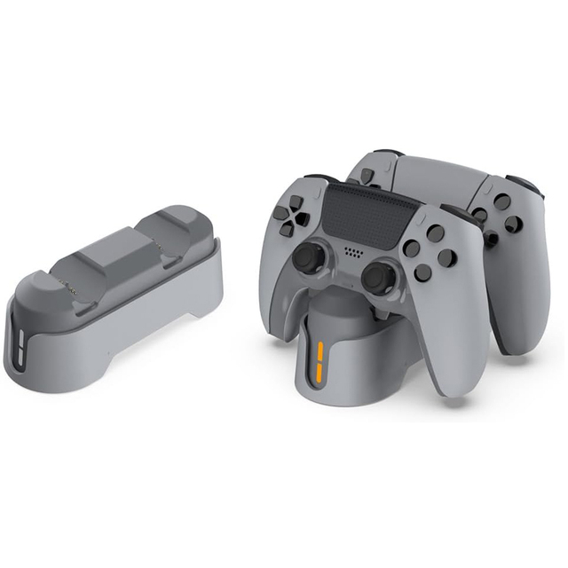 Grey Controller Charger Station for PS5 Dualsense Controllers Fast Dual Charging Stand Dock for PlayStation 5 Controller