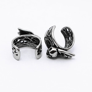 yunnique <b>Cuff</b> <b>Earrings</b> Stainless Steel Wings Skull Design For Men Women Non Pierced <b>Earrings</b> Fashion Jewelry - Product Image 1