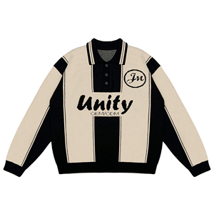 Maglione da Uomo Personalizzato OEM ODM Autunno Inverno con Jacquard a Lettere, Pullover a Maniche Lunghe con Collo a <span class=keywords><strong>Polo</strong></span> - Product Image 1