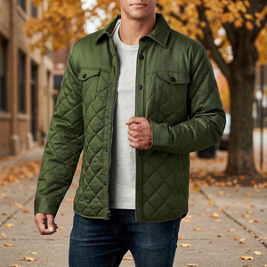 High Quality Spring Warm Eco-Friendly High Street Men Quilted Jacket Breathable Solid Color Long Sleeve Custom Logo Double - Product Image 3