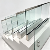 Système de garde-corps en verre sans cadre HDSAFE HD-L008F moderne, étanche, en alliage d'aluminium, avec pince en U pour balcon, terrasse et véranda