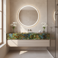 Comptoirs en granit émeraude poli de luxe, modernes et de grande taille, pour table à manger extérieure, design mural en pierre, garantie 5 ans