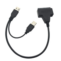 Cable Adaptador Convertidor Externo de Disco Duro de USB 2.0 Dual a SATA de 7+15 Pines a USB 2.0 para SSD/HDD de 2.5 Pulgadas para Portátil