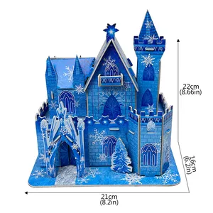 بناء الجليد والثلوج الأزرق القلعة خامة صديقة للبيئة ورقة + EPS مخصص 3D لغز الأطفال لعبة نموذج الوالدين تشي